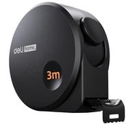 Deli Steel Tape Measure Black - 3m x 16mm Retractable Metal Tape Measure with Clear Scale, Flexible & Durable, Professional Measuring Tape for Builders, DIY & Home Use