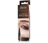 Delia Cosmetics - Brown Triple Pen for Eyebrows - Feather Method - Durability for All Day - Reliable - Quick & Easy Appliaction - Natural Look - Perfect Eyebrows