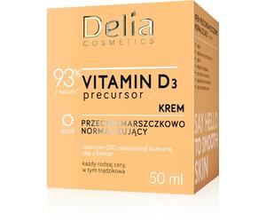 Delia Cosmetics - Vitamin D3 Precursor - Anti-Wrinkle Normalising Day Cream - All Skin Types - Acne Skin - Hydrating, Firming - Reducing Sebum - Co-Enzyme Q10 - Niacinamide - Tumeric - Hemp Oil - 50ml