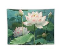 DELIBEST Floral Tapestry, Water Lily Wall Hanging Tapestries, Beautiful Flower Aesthetic Tapestries Wall Decorations for Bedroom Living Room Dorm 60"x80"
