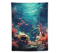 DELIBEST Mysterious Space Tapestry Tropical Fish Tapestry Undersea Tapestries Wall Art for Bedroom Living Room Decor 60"x80"
