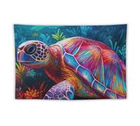 DELIBEST Watercolor Sea Life Tapestry Sea Turtle Tapestry Marine Life Tapestries Wall Art for Bedroom Living Room Decor 60"x90"