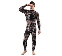 DELIBEST Wetsuit Mens, 3mm Camo Wetsuits with Super-stretch Armpit, Siamese Cold Warm SCR Material, for Diving Snorkeling Swimming Mimetic Spearfishing Freediving Full Suit (Brown A, L)