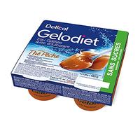 Delical Gelodiet Eau Gélifiée Edulcorée sans Sucres Thé Pêche 4 x 120g