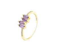 Delicate 18K Gold Baguette Amethyst Couple Rings For Women Geometric Authentic Original Sterling Silver Valentine Gift Jewelry