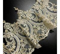 Delicate 1Yard Gold Cording Fabric Flower Venise Venice Mesh Lace Trim Applique Sewing Craft for Bride Wedding Dresses 22cm-Gold