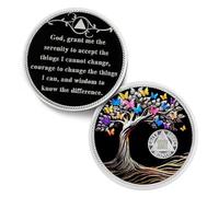 Delicate 44 Year Sobriety Coin - Recovery Butterfly Tree of Life AA Coins - 44 Year NA HA AA Chips and Medallions - 1-62 Years Living Clean Narcotics Alcoholics Anonymous Gifts for Men Women