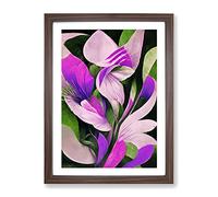 Delicate Abstract Flowers No.2 Framed Print | A3 Walnut Framed Wall Art | Ready to Hang | Abstract Floral Picture | Living Room Bedroom Lounge Office