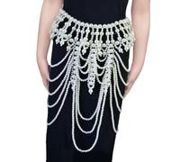 Delicate Alloy Bra Chain Jewelry For Women ABS Pearls Tassels Body Chain Elegant Festival Party Wear Accessory Set Layered Abs Pearls Waist Jewelry Set