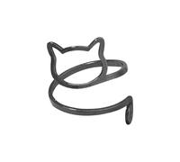 Delicate Black Cat Open Rings for Women Simple Adjustable Lovely Pet Animal Wrap Stacking Finger Pinky Statement Bands Ring Engagement Wedding Promise Love Cute Everyday Jewelry Girlfriend Sisiter