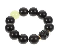 Delicate Black Plastic Ebony Bead Bracelet Smooth Surface and Free of Burrs, Vintage Style Wood Beads Chain Suitable for Buddhist Meditation and Everyday Wear