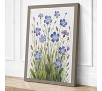 Delicate Blue Flowers Canvas Wall Art Print 36x24 Inch