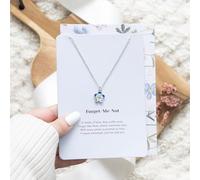 Delicate Blue Forget-Me-Not Flower Necklace, Nickel-Free, Stainless Steel, Timeless Design, Presented on Matching Greeting Card, Minimalist Jewelry for Layering or Everyday Wear