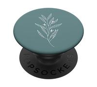 Delicate Boho Botanical Leaves Motif Dusty Teal Blue Green PopSockets Swappable PopGrip