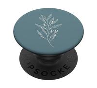 Delicate Boho Botanical Leaves Motif Hazy Teal Blue PopSockets Swappable PopGrip
