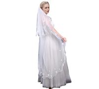 Delicate Bridal Veil Mantilla Single Layer Veil Headpiece Pearls Bachelorette Party Hair Jewelry Elegant Pearls Embellished Wedding Veils