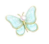 Delicate Butterfly Shape Brooch With Pearls Detail Sturdy Clasp Portable Metal Alloy Fashion Pin Pearls Shell Butterfly Brooch