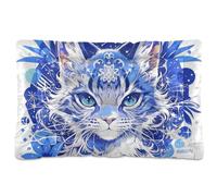 Delicate Cartoon Caracal Cat Washable Pet Sleeping Mat Non-Slip Soft Comfortable Dog Crate Pad for Large Jumbo Medium Small Dogs 36" x 24"