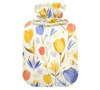 Delicate Cartoon Flower Bright Color hot Waterbottle with Soft Cover, 1L hot compresses for The Body for Arthritis, Hot and Cold Therapies, Bolsa para cólicos menstruales
