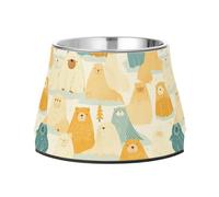 Delicate Cartoon Pacific Walrus Yellow Dogs Feeding Bowls Non Slip Stainless Steel Cat Feeding Bowls for Slow Feed Cats Slow Down Eating