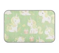Delicate Cartoon unicorns Light Green Kids Summer outdoor dog bed Self Cooling 38" x 23" pet cooling mat for Canine indoors uniquapete refrescante para mascotas M