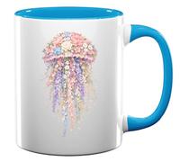 Delicate Cascading Bouquet of Pastel Flowers Ceramic Tea Coffee Mug Light Blue