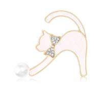 Delicate Cats Face Brooch Combining Seashells Materials and Imitation Pearls Unique Badge Pin for Styles Versatility Versatile Pearls Cats Pin