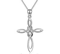 Delicate Celtic Knot Infinity Cross Necklace - Sterling Silver Pendant
