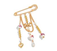 Delicate Ceramic Bowknot Heart Brooch Pin Stylish Jewelry Her Special Occasion Elegant Bend Brooch