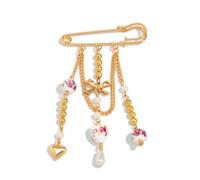 Delicate Ceramic Bowknot Heart Brooch Pin Stylish Jewelry Her Special Occasion Unique Bend Accessory