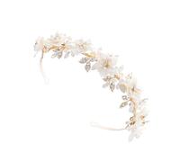 Delicate Ceramic Flower Hairpin with Multi-Layer Crystals Beads & Sturdy Metal Base for Formal Occasions Pearls Alloy Hair Clip for Weddings