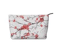 Delicate Cherry Blossoms Corduroy Makeup Bag Travel Cosmetic Bag Organizer Toiletry Bag