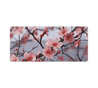 Delicate Cherry Blossoms Desk Mat with Stitched Edges, Rubber Mouse Mat for Keyboard Mats Non-Slip Waterproof Desk Pad Office Supplies Large Gaming Mouse Pad for Home Work