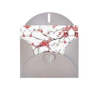 Delicate Cherry Blossoms Pattern Blank Greeting Cards For Birthdays, Valentine'S Day, Parties, Weddings, 4x6 Inches Gray Envelope