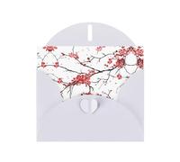 Delicate Cherry Blossoms Pattern Blank Greeting Cards For Birthdays, Valentine'S Day, Parties, Weddings, 4x6 Inches White Envelope