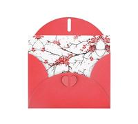 Delicate Cherry Blossoms Pattern Blank Greeting Cards For Birthdays, Valentine'S Day, Parties, Weddings, 4x6 Inches Red Envelope