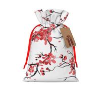 delicate cherry blossoms print Drawstring Gift Bag for Wedding Party Birthday Unique Present Bag Reusable Canvas Bag,1 Piece M