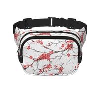 delicate cherry blossoms Print Fashion Waist Packs Square Layer Waist Bag Black Belt Bag with Adjustable Strap, Black, One Size