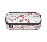 Delicate Cherry Blossoms Print Pencil Case,Large Capacity Pencil Case,Multi-Purpose Makeup Pouch with Zipper