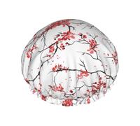 delicate cherry blossoms Printed Hair Cover, Dual Layer Bathing Cap For Thick Hair, Reusable Headgear For Women