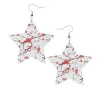 Delicate Cherry Blossoms Printed Leather Pierced Earring Set, 1 Pair Lightweight Bohemian Earrings Birthday Party Jewelry Gifts For Women
