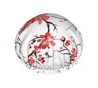 Delicate Cherry Blossoms Shower Cap For Men Cap Women Reusable Waterproof Long Thick Hair Care Hair Short Kids Bath