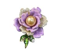 Delicate Chinese Style Peony Brooch with Sparkling Rhinestone Enamel Flower Shape Alloy Accessory for Special Events Cloisonne Flower Lapel Pin, One size, As described