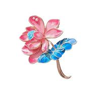 Delicate Chinese Styles Lotuses Brooch With Imitation Pearls Enameled Flower Shaped Alloy Accessory For Special Event Oriental Floral Pearls Jewelry For Women