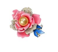 Delicate Chinese Styles Peony Brooch With Sparkling Rhinestones Enameled Flower Shaped Alloy Accessory For Special Event Formal Occasion Floral Brooch