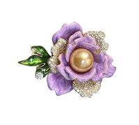 Delicate Chinese Styles Peony Straw Brooch with Sparkling Rhinestone Interference Enamelled Flower-shaped Light Metal Accessories for Special Event Vintage Cloisonne Enamel Pin, one size, As described