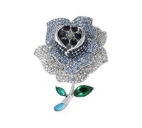 Delicate Crystal Embedded Rose Brooch Portable Metal Construction Office Evening Elegant Rose Pin, Einheitsgröße, As described