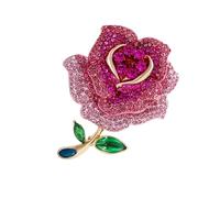 Delicate Crystal Embedded Rose Brooch Portable Metal Construction Office Evening Elegant Rose Pin, Einheitsgröße, As described