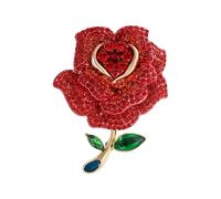 Delicate Crystal Embedded Rose Brooch Portable Metal Construction Office Evening Elegant Rose Pin, Einheitsgröße, As described