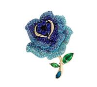 Delicate Crystal Embedded Rose Brooch Portable Metal Construction Office Evening Elegant Rose Pin, Einheitsgröße, As described